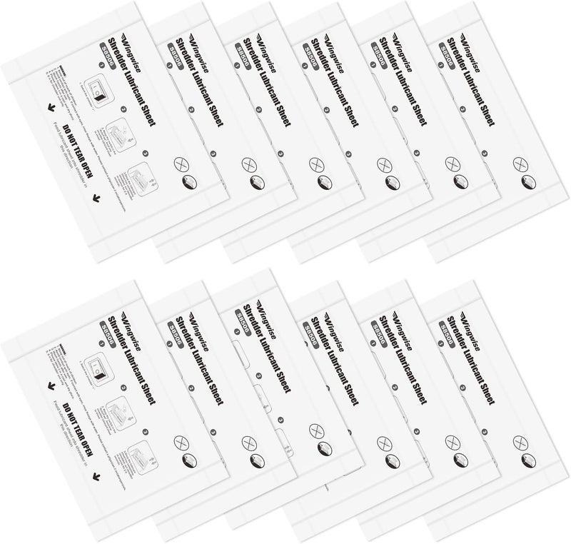 Wingwise 12-Pack Shredder Lubricant Sheets, 8.5 x 6 Inches, Sharpens Blades & Reduces Jams, Mess-Free Maintenance for All Shredders - Image 1